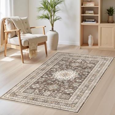 Imagem de Tapete vintage para sala de estar 7,5 x 12,5 cm - Tapete grande macio lavável oriental tradicional envelhecido para quarto - Tapete de piso interno para decoração de casa, escritório, casa - marrom