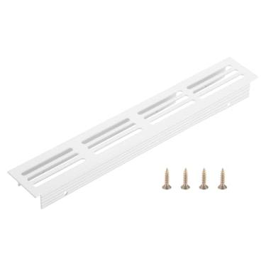 Imagem de PATIKIL Tampa de saída de ar da porta, 23 x 3,5 cm (dimensões externas), grade de ventilação com venezianas de alumínio, ventilação retangular com parafusos de montagem para armário de sapatos, branca