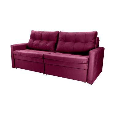 Imagem de Sofá 3 Lugares Sem Caixa Retrátil e Reclinável Nayla Veludo Marsala 220 cm