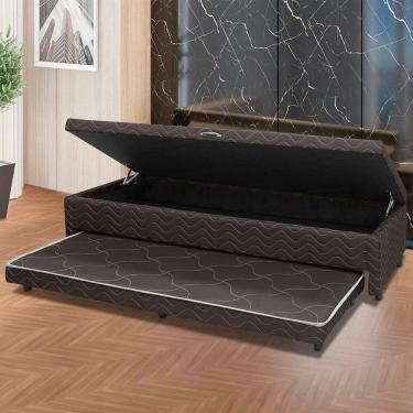 Imagem de Base Box Solteiro Baú com Cama Auxiliar 46cm X 88cm Imperatriz Marrom