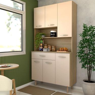 Imagem de Armário de Cozinha Beatrice 6 Portas 1 Gaveta Freijó/Vanilla - Panorama Móveis