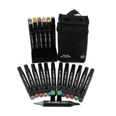 Imagem de Kit Art Marker 80 Cores - Canetas Marcadoras Ponta Dupla com - Magic K