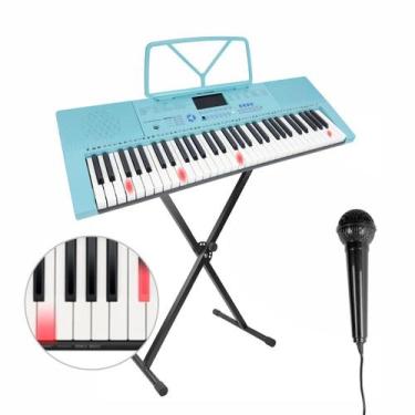 Imagem de Teclado Musical 61 Teclas Iluminadas 510 Timbres MXT com Suporte e Mic