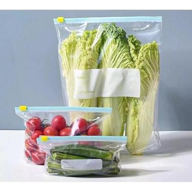 Imagem de KIT 20 Unidades Sacos Herméticos de Plástico Reutilizáveis - Ideais para Congelar e Organizar Alimentos - Saco Ziplock com Vedação, use no Freezer e Armazenamento, Viagem Avião, Obrigatório Aeroporto.