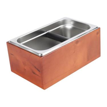 Imagem de ＫＬＫＣＭＳ Caixa de bater para borra de café em aço inoxidável, suporte separável de 10,6 x 6,7 x 4,6 polegadas, assento de madeira para máquinas de café