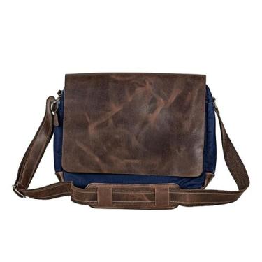 Imagem de Bolsa Pasta Executiva Tiracolo Lona e Couro Bovino Para Notebook Baysi