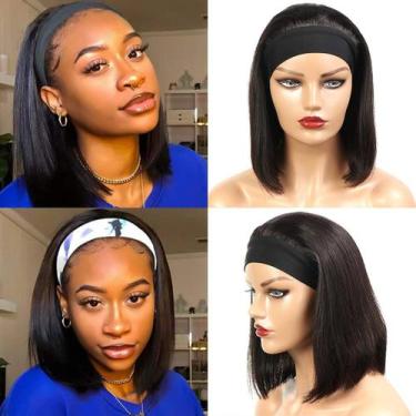 Imagem de Peruca com faixa de cabeça Sungirl Straight Bob 30 cm 150% de densidad