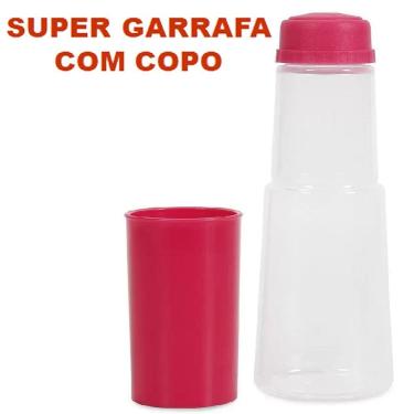 Imagem de Garrafinha De Água Com Copo Rosa Super Garrafa Dremiwil