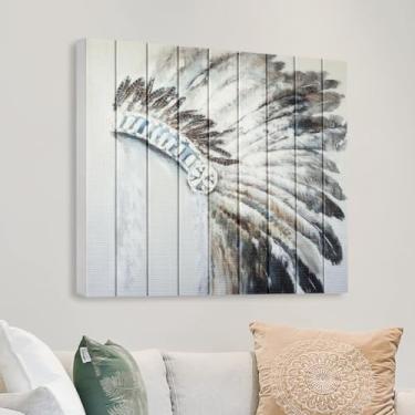 Imagem de llribbons Fita de penas para a cabeça arte de parede boho decoração de parede fita feita à mão pintura em tela moderna tecida 3D estampas texturizadas exclusivas para sala de estar quarto banheiro