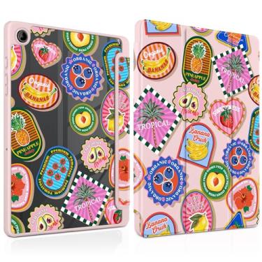 Imagem de MEEgoodo Capa para Samsung Galaxy Tab A9 Plus 27.9 cm 2023 com suporte para caneta S, capa para tablet com revestimento traseiro de acrílico transparente + suporte de três dobras + despertar/hibernar