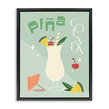 Imagem de Stupell Industries Pina Colada Minimalismo Preto Emoldurado Tela Flutuante Arte de Parede Design por ANNA QUACH, 53 x 43 cm