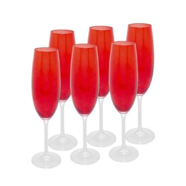 Imagem de WOLFF - Conjunto 6 Taças para Champagne de Cristal Ecológico Banquet Vermelho 200Ml