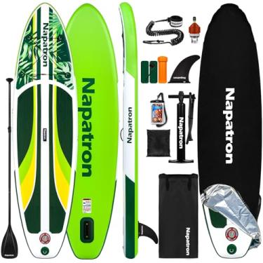 Imagem de 10 pés Prancha Inflável Stand Up Paddle,Largura de 32 polegadas SUP Premium para Pesca com Kit Completo, Cobertura Protetora Solar, Jovens e Adultos (Rápido/limão verde 10'x32''x6'')