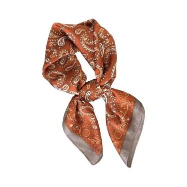 Imagem de Bandana Feminina De Cetim Macio 70x70cm Imitação De Seda Lenço Quadrad