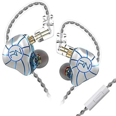 Imagem de RevoNext Fones De Ouvido Intra-Auriculares 4Ba + 1Dd Com 5 Drivers Iem, Fio Hi-Fi E Microfone, Plugue Áudio 3,5 Mm, Cabo Destacável 2 Pinos, Para Jogos, Branco