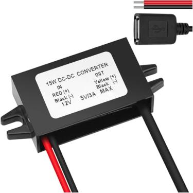 Imagem de Conversor de 12 V a 5 V – conversor redutor módulo Buck adaptador de corrente de saída USB regulador de voltagem CC para CC conversor de corrente para carro