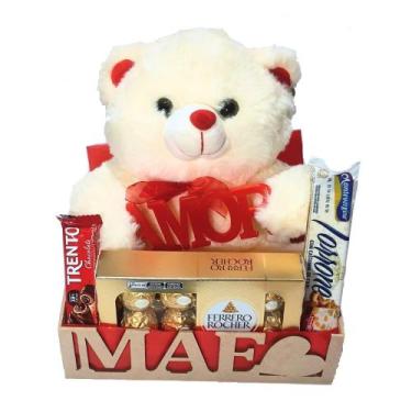 Imagem de Cesta Dia Das Mães Com Urso Amor E Ferrero Rocher - Cesta de Presente 
