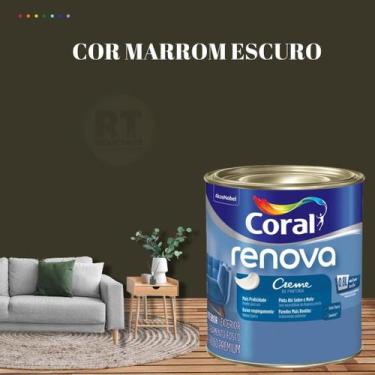 Imagem de Tinta Parede Marrom Acrílica Fosca Renova 800ml - Coral, MARROM ESCURO