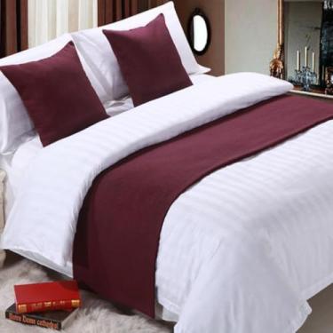 Imagem de Cachecol de corredor de cama de hotel, colchas de cor sólida, cobertas, lenços, protetor de lenços, capa protetora para quarto, hotel, decoração, Queen King, toalha de cama - Roxo-2||50 x 260 cm para
