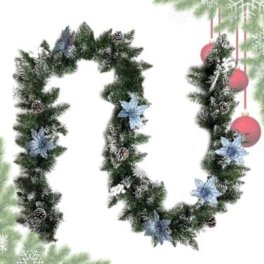 Imagem de Rrlihjgu Guirlanda de Pinheiro de Inverno com Bagas Vermelhas, Guirlanda de Natal de 2.7 Metros com Pinhas, Decoração Sazonal para Cozinha Lareira Estante Pátio Festa