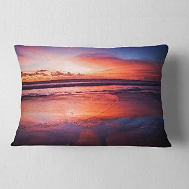 Imagem de Sala de estar lombar com paisagem marítima colorida da Designart, sofá, almofada de alta qualidade + capa de almofada impressa em ambos os lados 30 x 50 cm