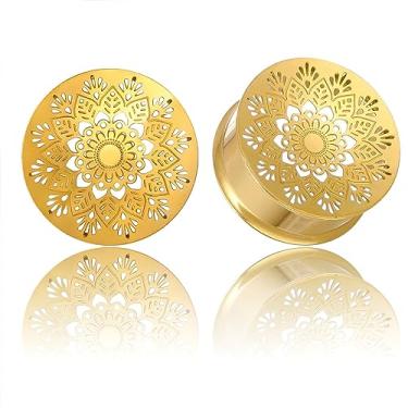 Imagem de LADEMAYH Ear Gauges for Ears Body Jewelry, Flower of Life, tamanho 0g - 2,5 cm, alargador de orelha de aço inoxidável hipoalergênico com design de vórtice, 19mm=3/4", Sem pedras preciosas