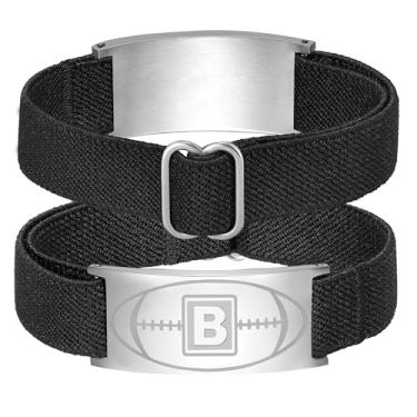 Imagem de KLIFOWDY Presentes de futebol para meninos, homens, equipes, treinadores, crianças, inicial, com letra A-Z, pulseiras de futebol, lembrancinhas, acessórios, joias ajustáveis, presentes, Silver-C, Sem