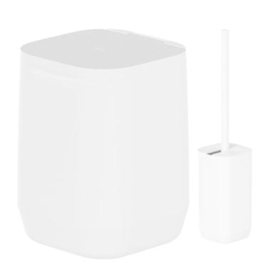 Imagem de Kit Lixeira+Escova Sanitária Aura Para Banheiro Piso/Parede