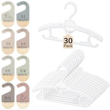 Imagem de Hsei Pacote com 30 cabides de bebê para armário de berçário com 8 divisórias organizadoras de roupas de bebê, de 28 a 37 cm, extensíveis e antiderrapantes para bebês de 0 a 18 meses