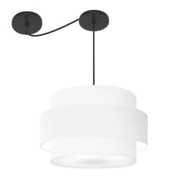 Imagem de Lustre Sala De Jantar Com Desvio Vivare Md-4399 Cúpula Em Tecido 50cm Branco 127/220v