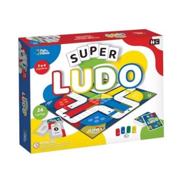 Imagem de Jogo Super Ludo Pais & Filhos – Tabuleiro com Cartas, Dado e Peças – Diversão em Família e Amigos – 2 a 4 Jogadores