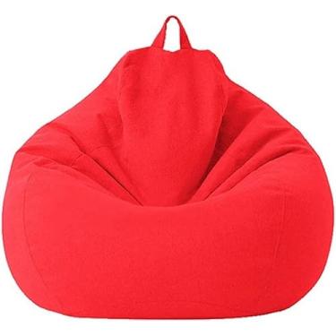 Imagem de Cadeira De Saco De Feijão Grande Sofás Preguiçosos Capa De Sofá De Saco De Feijão Sem Enchimento Saco De Feijão Cadeira Pufe Cama Futon Assento Tatami Puff Relax Lounge M, Red, 100X120cm