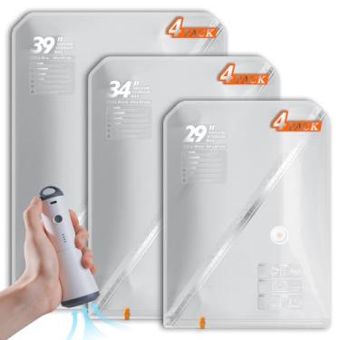 Imagem de Vacbird Sacos de vedação a vácuo para roupas com bomba de carregamento sem fio, pacote com 12 sacos de compressão, armazenamento econômico de espaço para roupas sazonais, cobertor de cama, edredons