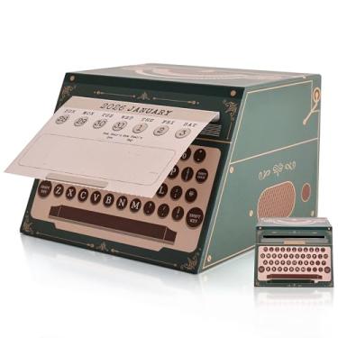 Imagem de Caixa de calendário semanal 2026 – Calendário de mesa premium delicado com tema de máquina de escrever retrô com folhas destacáveis semanais, marcações de férias e charme vintage - presente ideal para