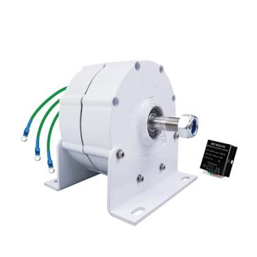 Imagem de HENGJINGTR Gerador de ímã permanente permanente de energia livre de baixa rpm de 4000w, 400rpm 12V 24V 48V 220V DIY Alternador AC 3 fase com base para turbina de vento/água,12v