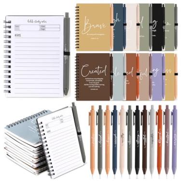 Imagem de Kosiz 12 conjuntos de cadernos espirais cristãos, diários de oração de estudo da Bíblia, com canetas bíblicas, pequenos blocos de notas, presentes inspiradores para mulheres, homens, grupos da igreja