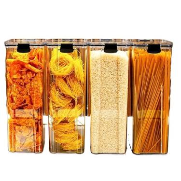Imagem de Monte seu Kit Pote Hermético para Mantimentos de Cozinha Dispensa Armário Plástico(4 Potes - 2,2 Litros)