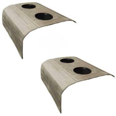 Imagem de Kit 2 Esteiras Porta Copos Para Braço de Sofá - Bandeja Suporte Apoio Flexível(Suede Bege)