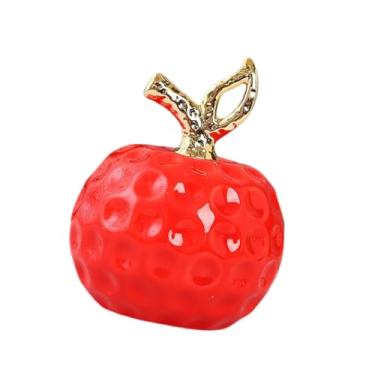 Imagem de IEUDNS Escultura de estátua de fruta, elegante ornamento de cerâmica de frutas para shoppings, lojas, estantes, decoração de escritório, Vermelho