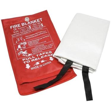 Imagem de Cobertor de fogo grande 177 x 192 cm – Cobertores de sobrevivência de grau A – Folha térmica de emergência – Cobertor retardante de fogo de fibra de vidro – Capa supressor de fogo – Ferramenta de