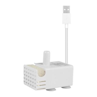 Imagem de Bothyi Bomba de aquário, mini bomba de fonte de água USB silenciosa, pequena, cabo de 150 cm, 3 W para mini lago, gramado, jardim, fonte pequena interna e, Conjunto de Filtros Laterais