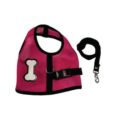 Imagem de Coleira Peitoral com guia cachorro gato coelho Rosa (Pink)