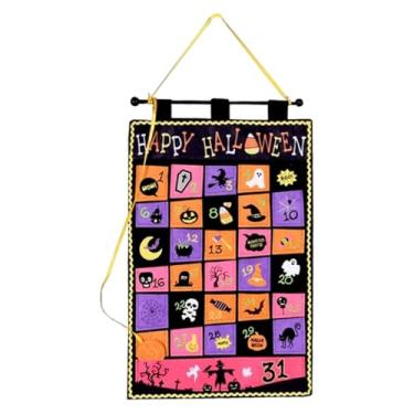 Imagem de oshhni Calendário do Advento de Tecido de Feltro de Halloween Decorativo Leve para Festividades Familiares Design Multiuso para Férias 15,3 x 24 polegadas