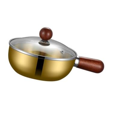 Imagem de Ioensy Panela de molho profissional para ferver leite com tampa presentes multifuncional aço inoxidável aquecedor de manteiga doméstico panela de sopa, 16 Cm Ouro