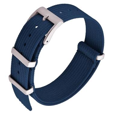 Imagem de JWNSPA Pulseira de relógio de nylon premium – Balística Militar Impermeável – Fivela de Aço Inoxidável Pulseiras de Relógio de Substituição para Homens Mulheres 20 mm 22 mm (20 mm, Azul)