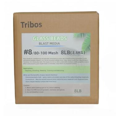 Imagem de Tribos mídia de jateamento de contas de vidro, mídia de jateamento de areia, jateador de areia para compressor de ar - 3,6 kg - 3 máscaras de jateamento (# 8 (80~100 mesh))