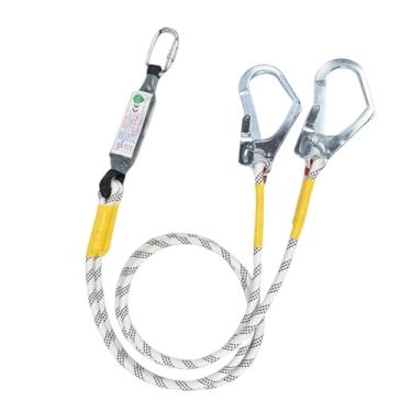 Imagem de oshhni Cinto de segurança com cordão, equipamento de proteção, cinto de trabalho de cinco pontos para serviços pesados ​​com mosquetão para espeleologia e, Gancho Duplo de 2 M