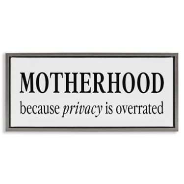 Imagem de Stupell Industries Privacy Overrated Motherhood Gray Framed Floater Canvas Wall Art, design by Lettered and Lined, 11 x 25