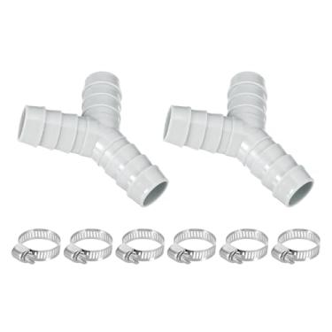 Imagem de PATIKIL Divisor de mangueira para máquina de lavar roupa, redutor tipo Y, 2 peças, adaptador de mangueira de dreno de máquina de lavar louça, conector de tubo dividido de três vias com 6 braçadeiras