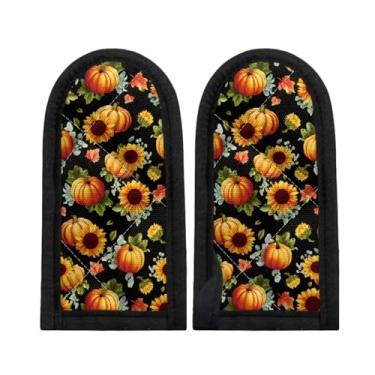 Imagem de Horeset Capa de frigideira de ferro fundido de ação de graças para luvas de forno de cozinha para churrasco resistentes ao calor capas de alça quente girassol abóbora